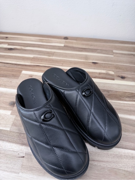 Coach Shoes - Coach Quilted Black Leather Slip-On Clogs